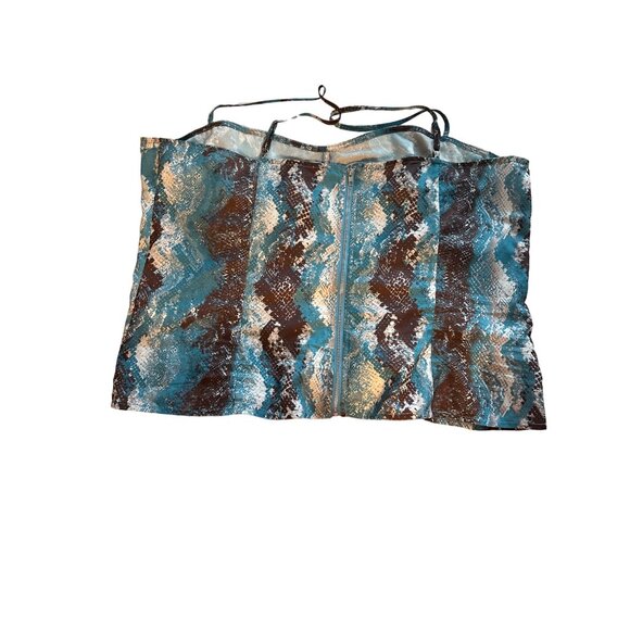 PrettyLittleThing Corset Top Teal Brown Snake Print Structured Corset Size 18 - Picture 3 of 5